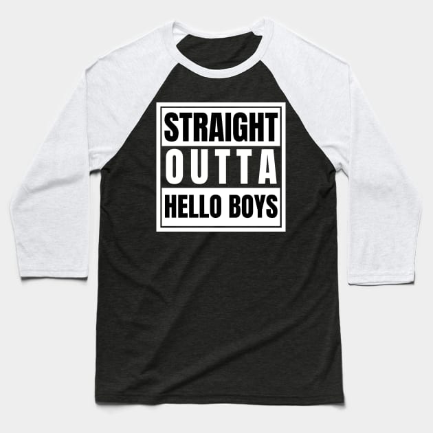 Straight Outta Hell Hello Boys Crowley Lucifer Supernatural Baseball T-Shirt by nathalieaynie